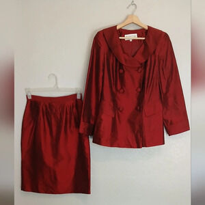 B. Michael New York 100% Silk 2 Piece Matching Skirtsuit Skirt & Jacket Suit 10